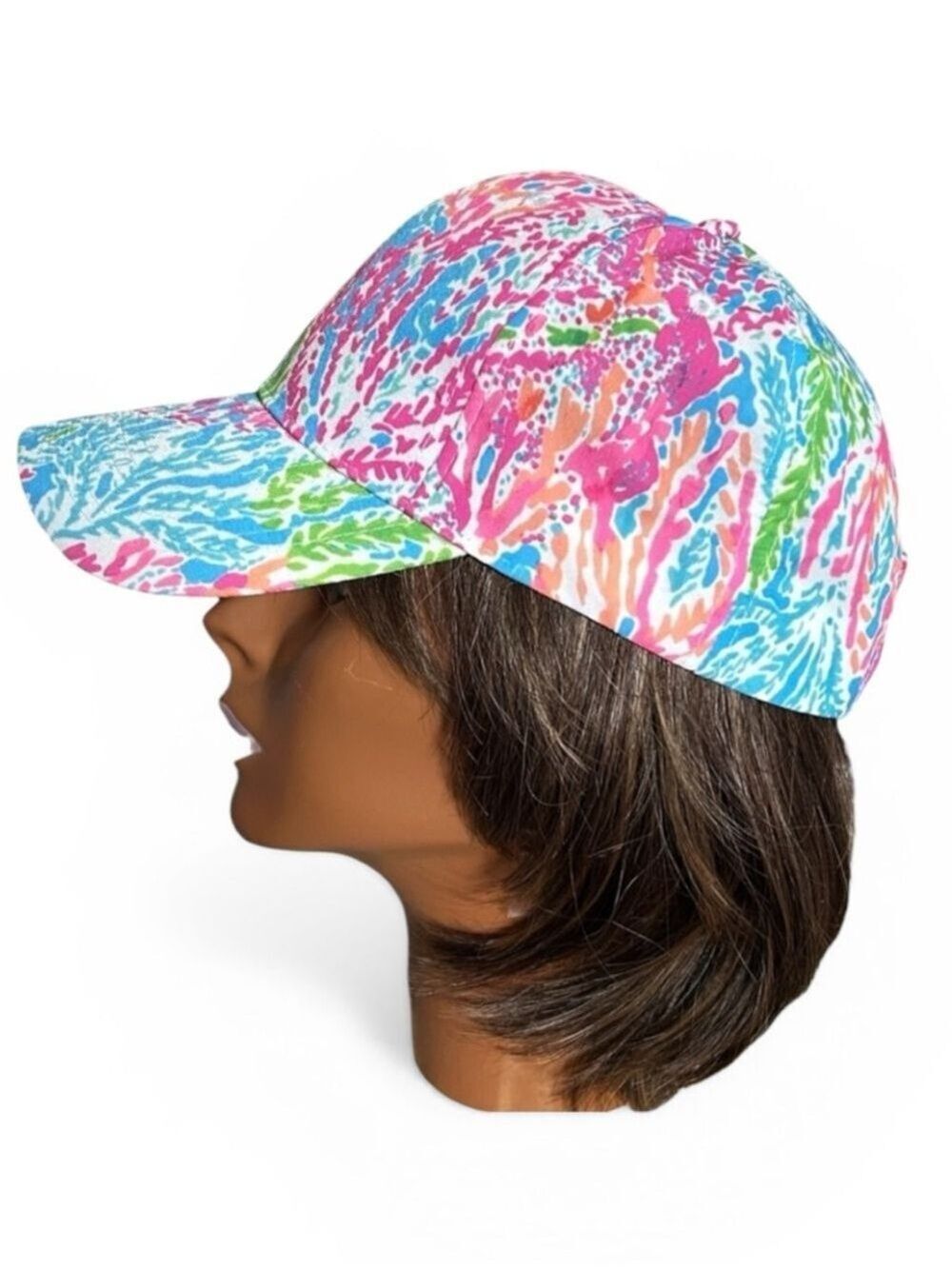 Tropical Print Baseball Cap in Pink, Blue and Green